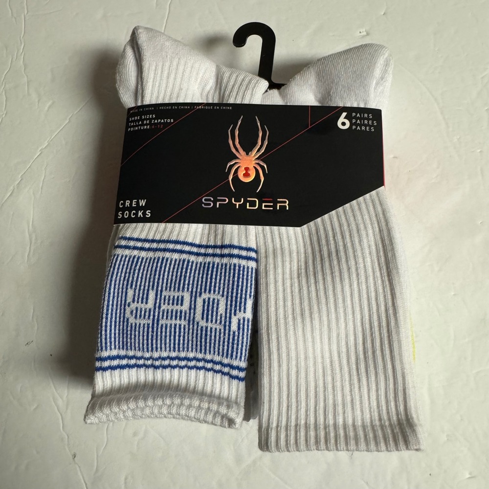 Spyder Men's Crew Socks Size 6-12, 6 Pairs